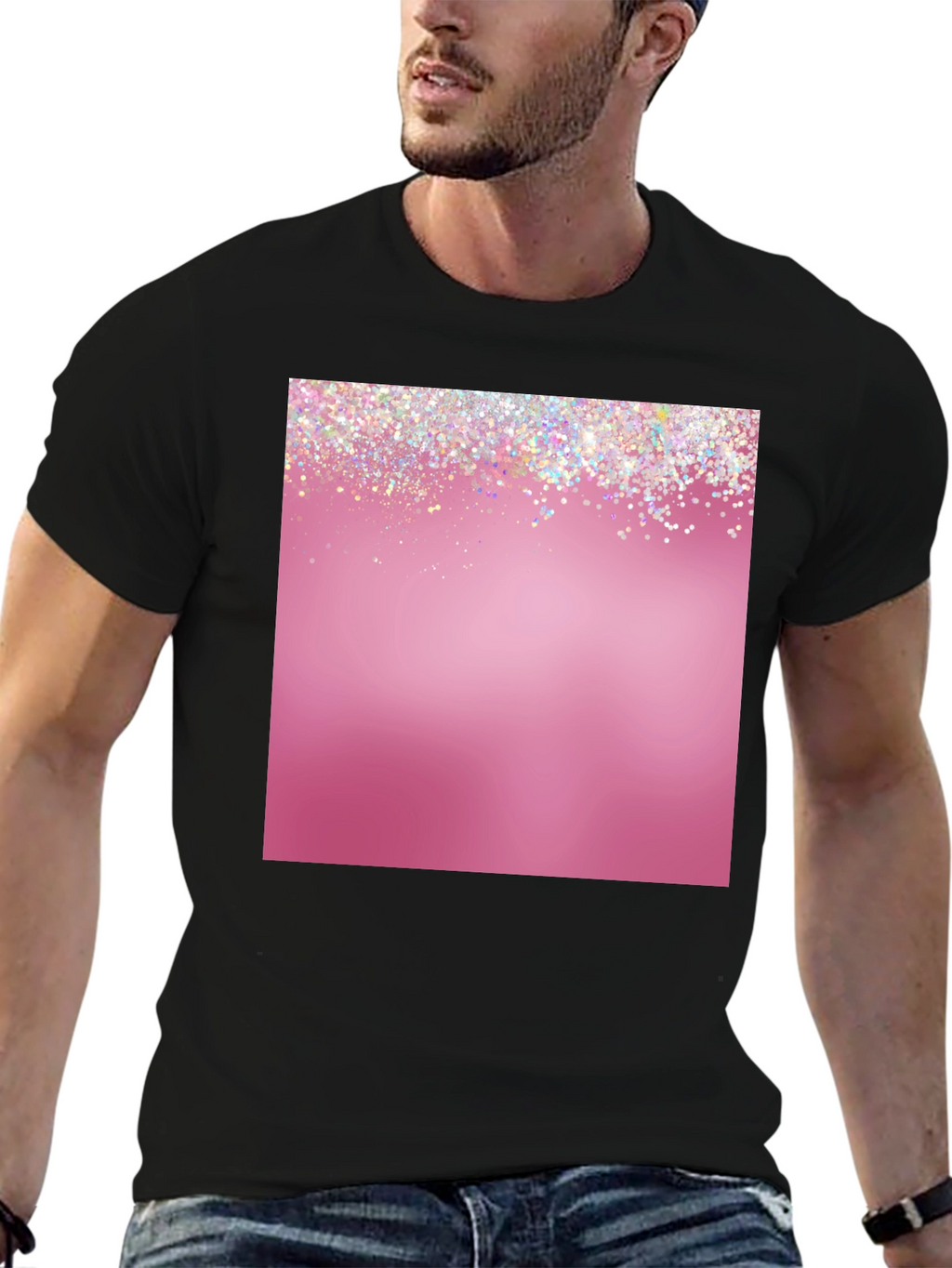 Glitter Pink Graphic Tee - Stylish Mens Casual Shirt
