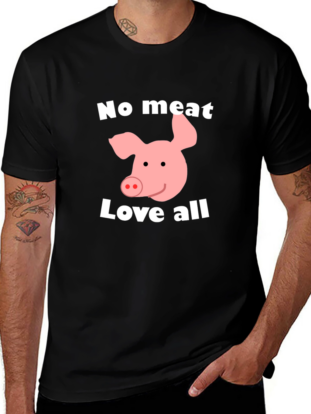 Vegan Pig Graphic T-Shirt - No Meat Love All