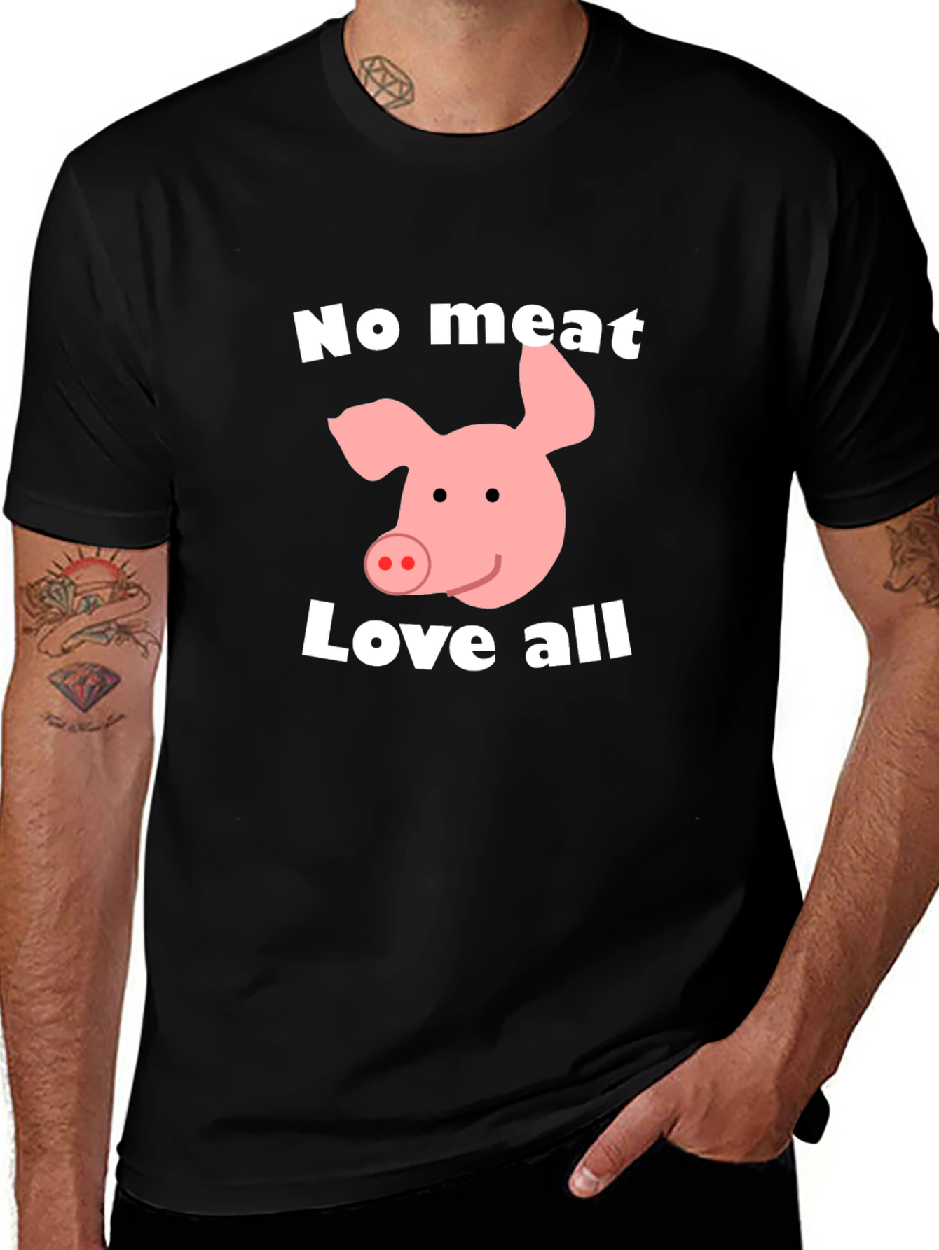 Vegan Pig Graphic T-Shirt - No Meat Love All