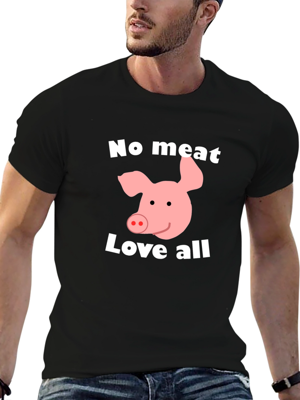 Vegan Pig Graphic T-Shirt - No Meat Love All