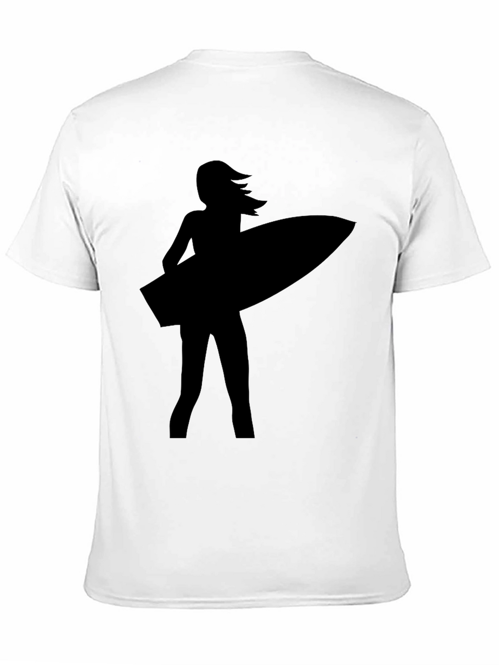 Surfer Girl Silhouette Black T-Shirt
