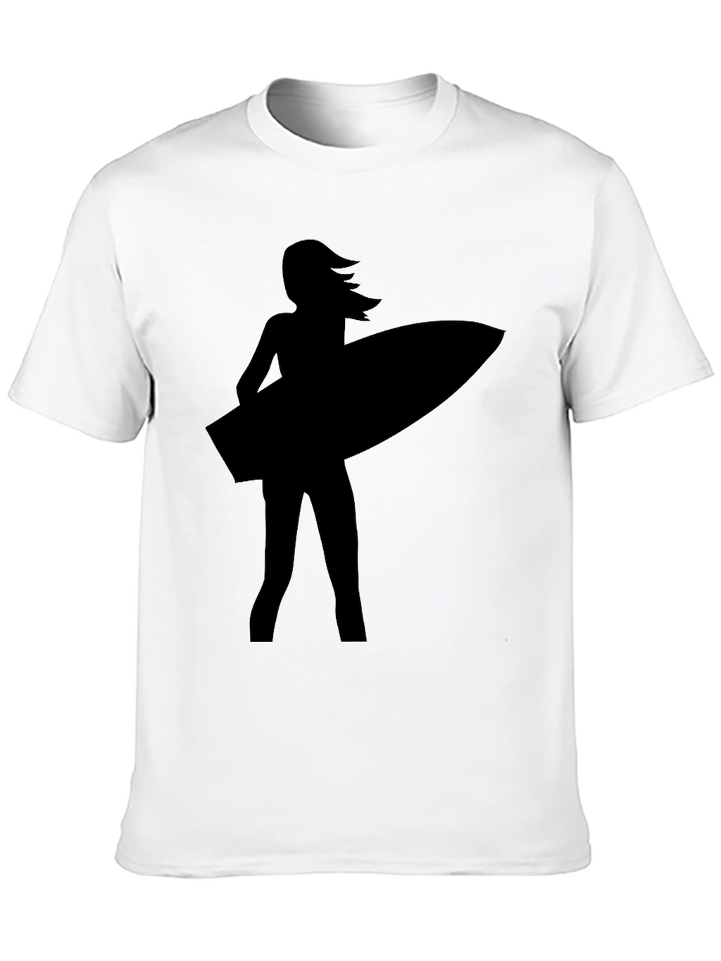 Surfer Girl Silhouette Black T-Shirt