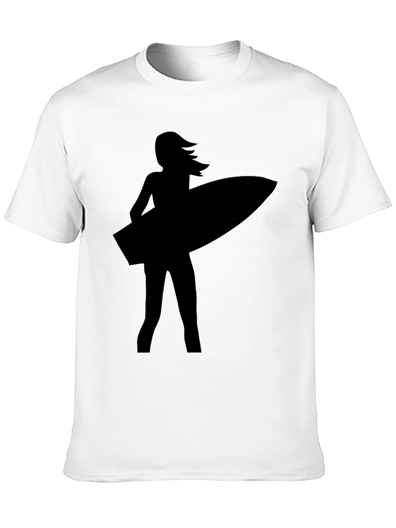 Surfer Girl Silhouette Black T-Shirt
