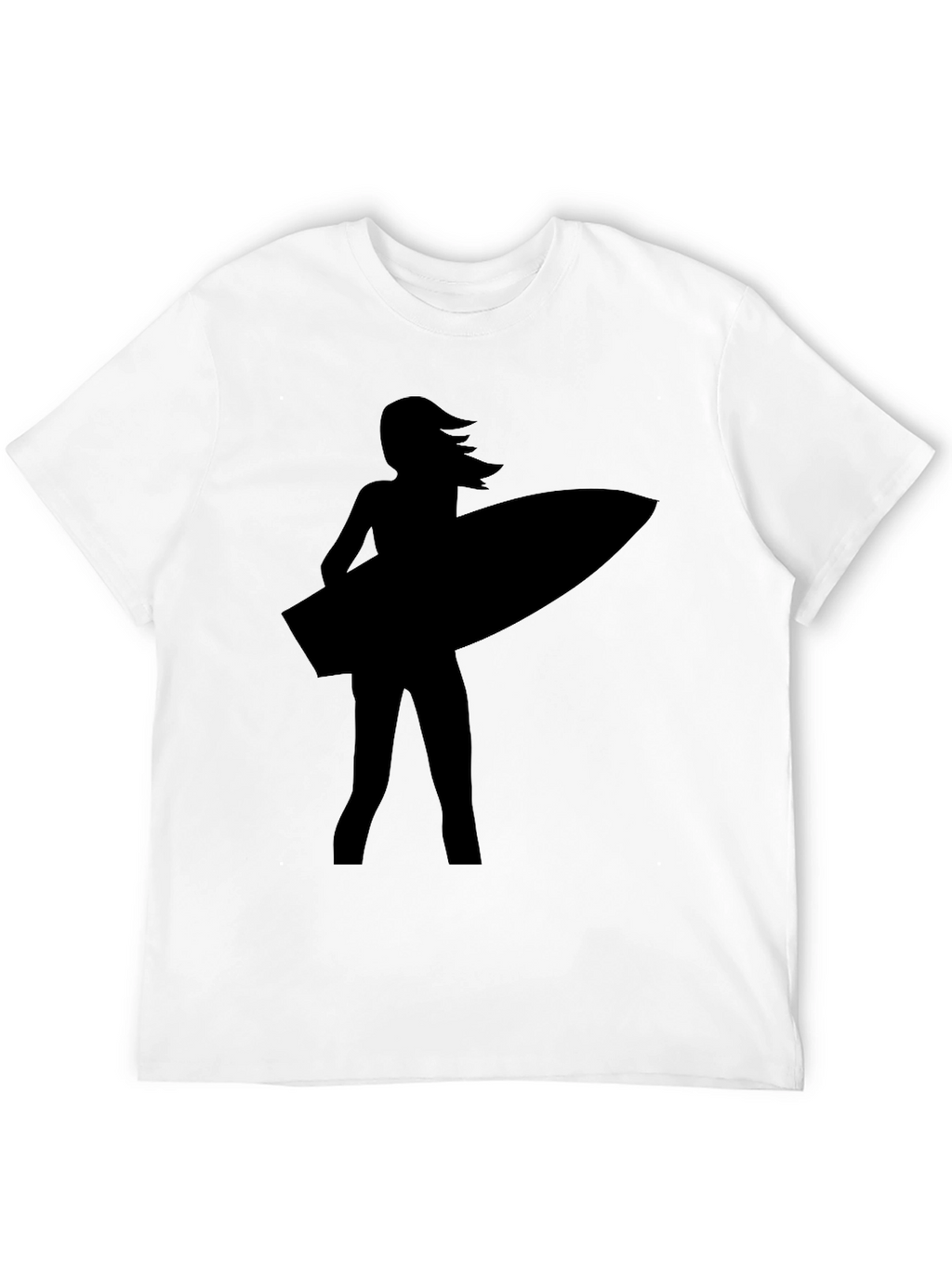 Surfer Girl Silhouette Black T-Shirt