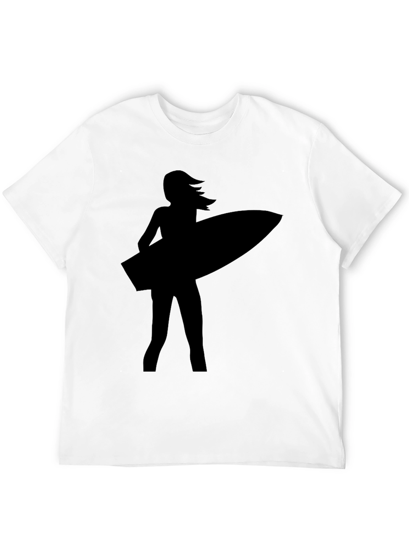 Surfer Girl Silhouette Black T-Shirt