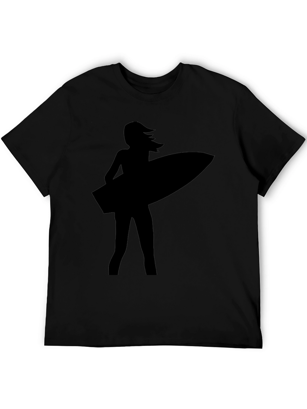 Surfer Girl Silhouette Black T-Shirt