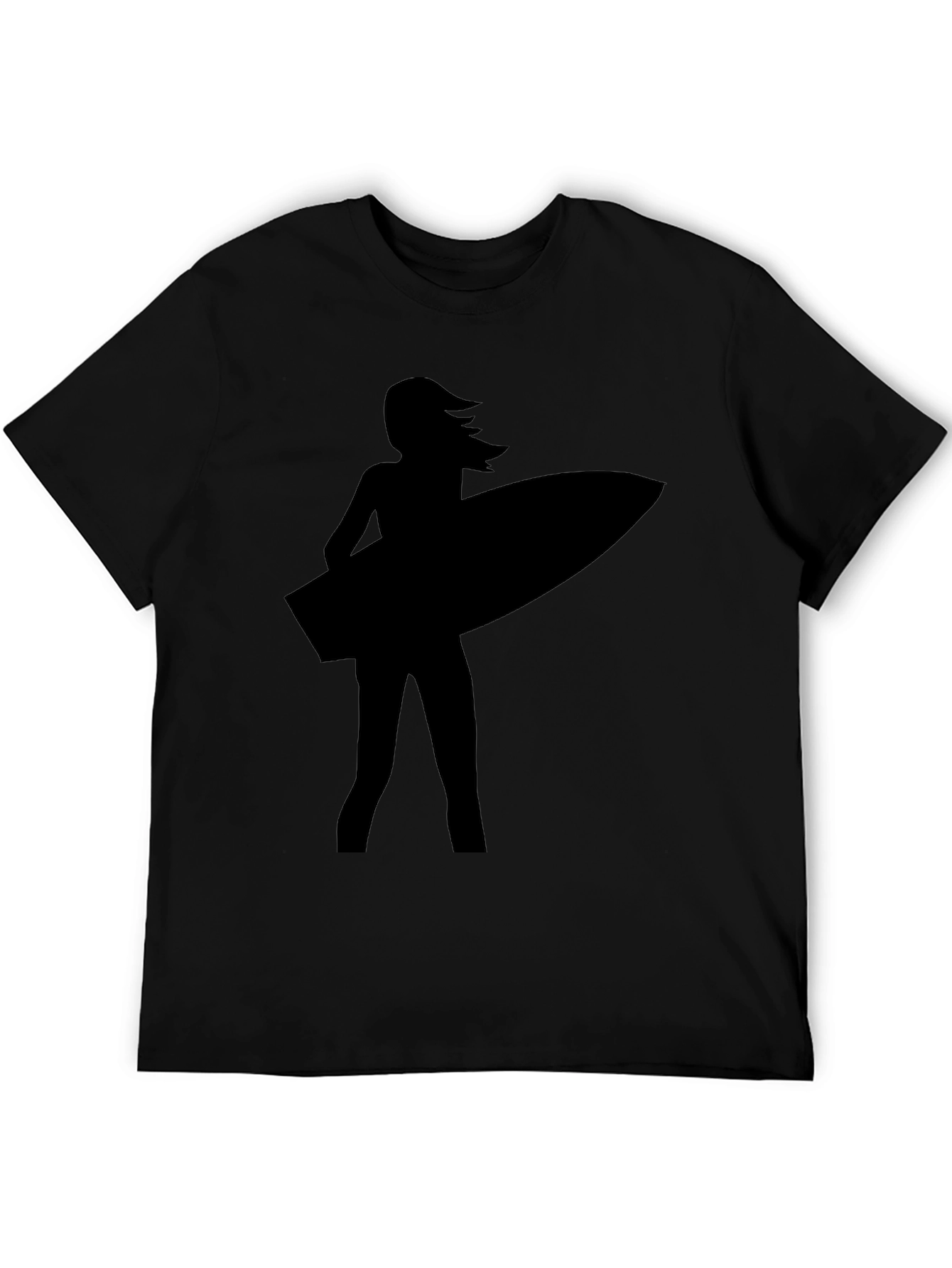 Surfer Girl Silhouette Black T-Shirt