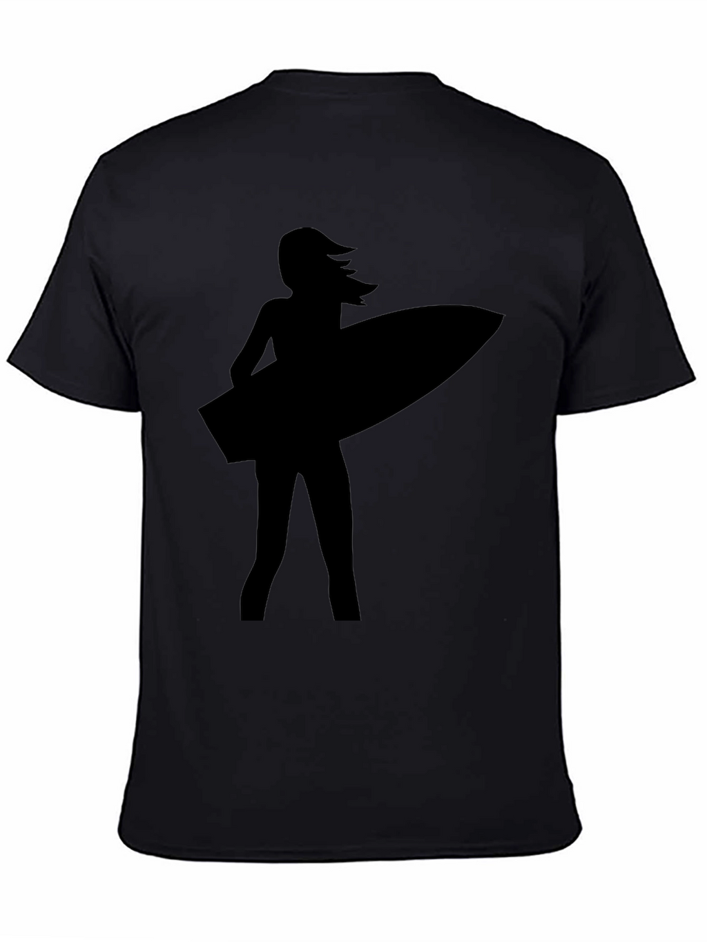 Surfer Girl Silhouette Black T-Shirt