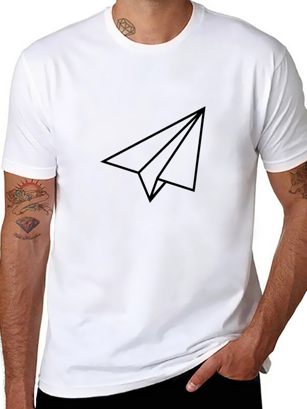 Paper Airplane Graphic Tee - Black Casual Shirt
