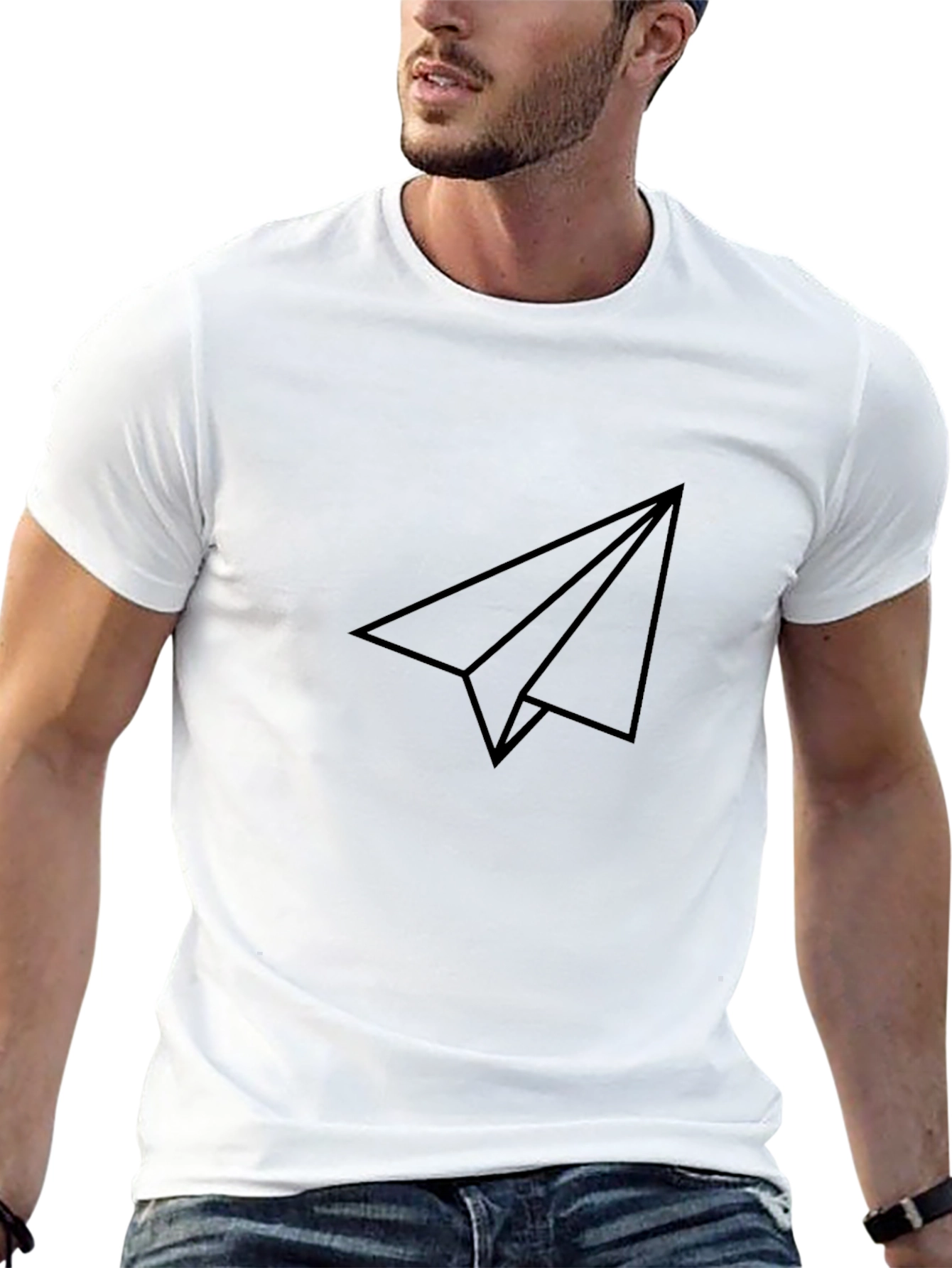 Paper Airplane Graphic Tee - Black Casual Shirt