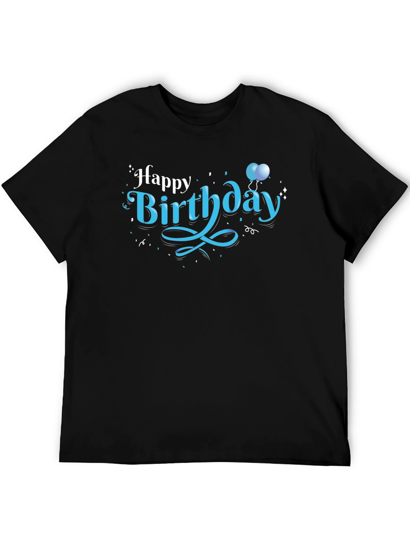 Happy Birthday Black Graphic Tee Shirt