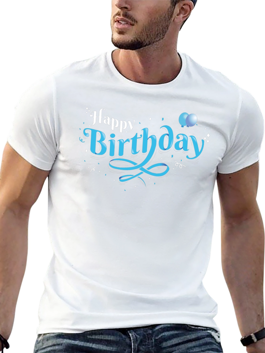 Happy Birthday Black Graphic Tee Shirt