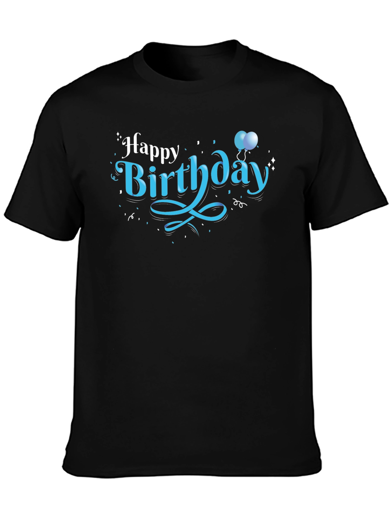 Happy Birthday Black Graphic Tee Shirt
