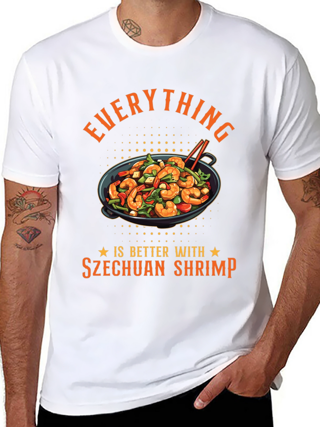 Szechuan Shrimp Graphic Tee - Foodie T-Shirt