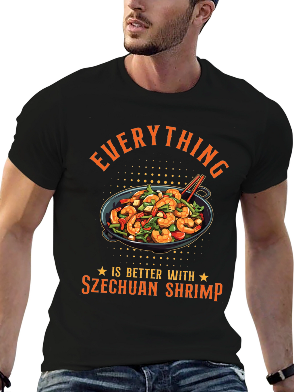 Szechuan Shrimp Graphic Tee - Foodie T-Shirt