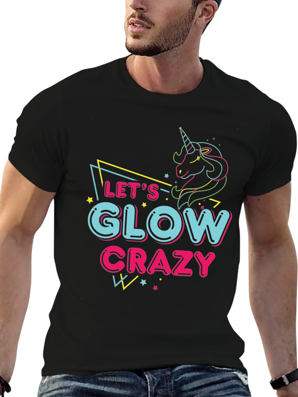 Lets Glow Crazy Unicorn Graphic Tee
