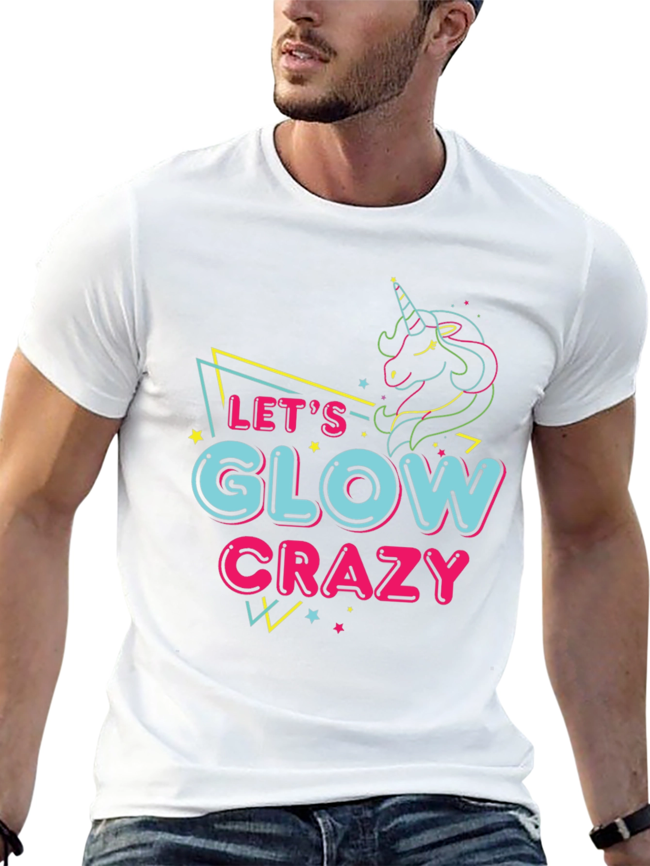 Lets Glow Crazy Unicorn Graphic Tee