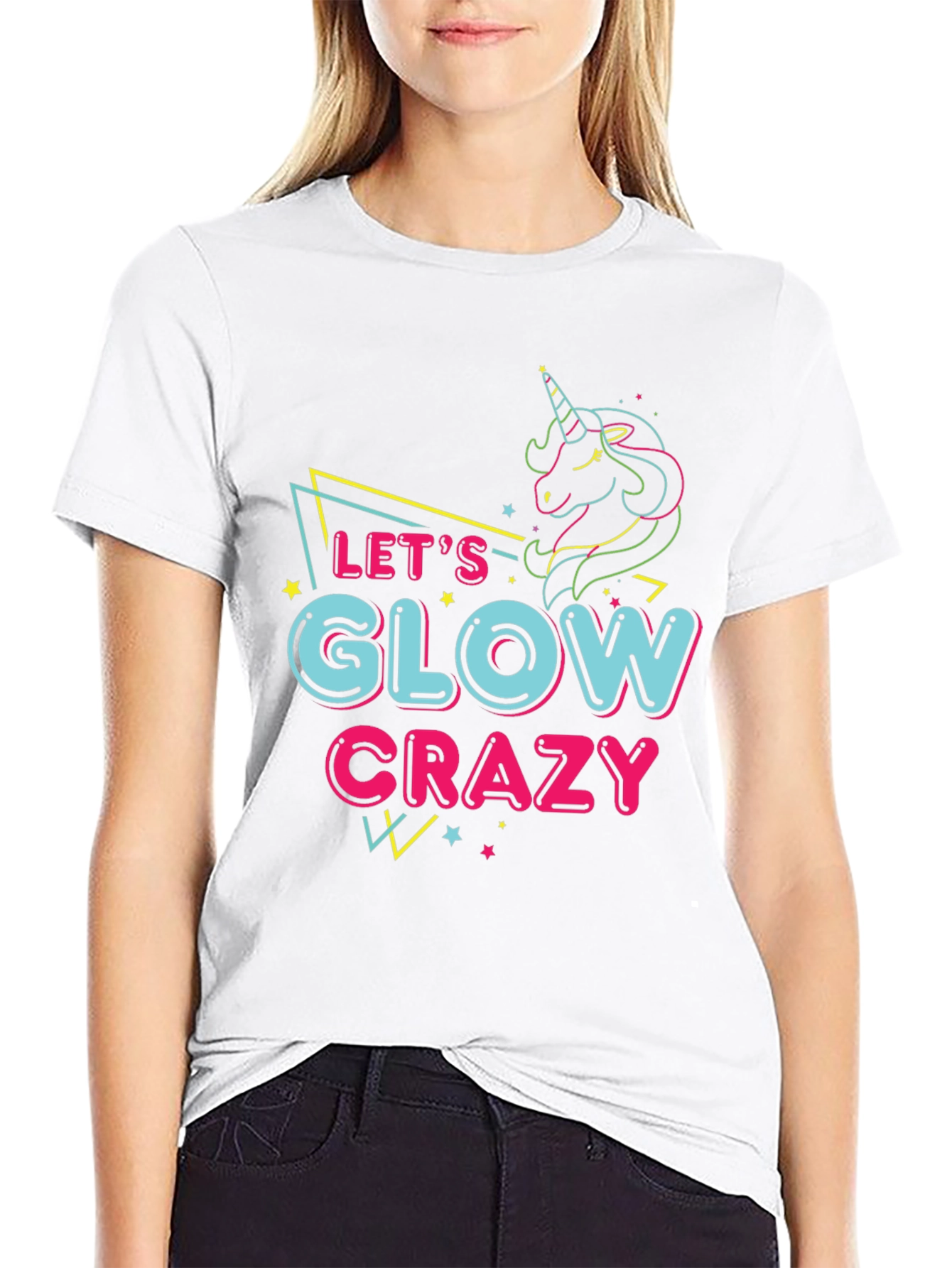 Lets Glow Crazy Unicorn Graphic Tee