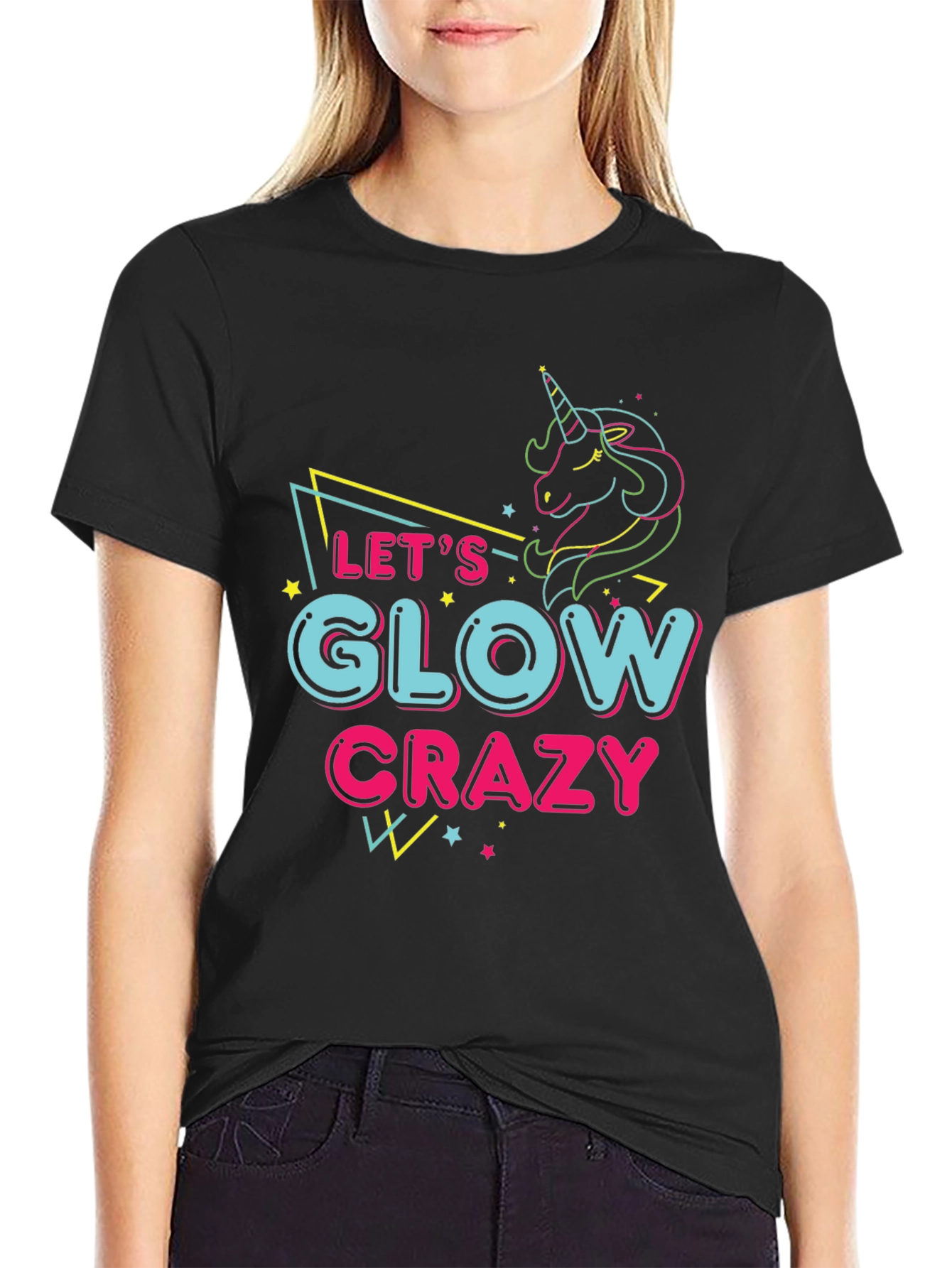 Lets Glow Crazy Unicorn Graphic Tee