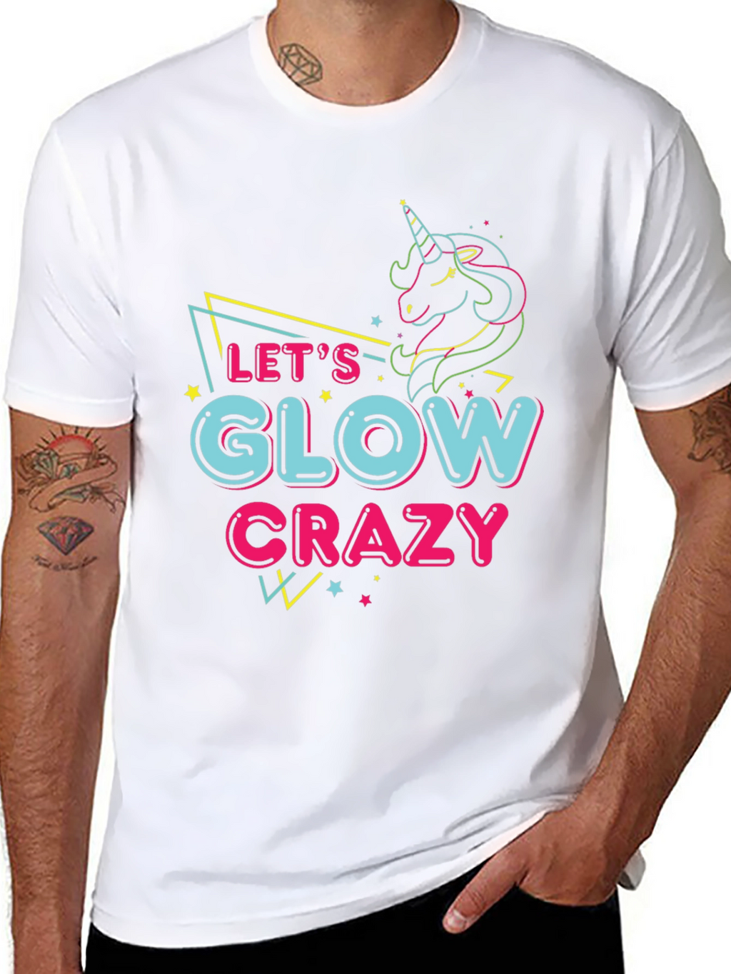 Lets Glow Crazy Unicorn Graphic Tee