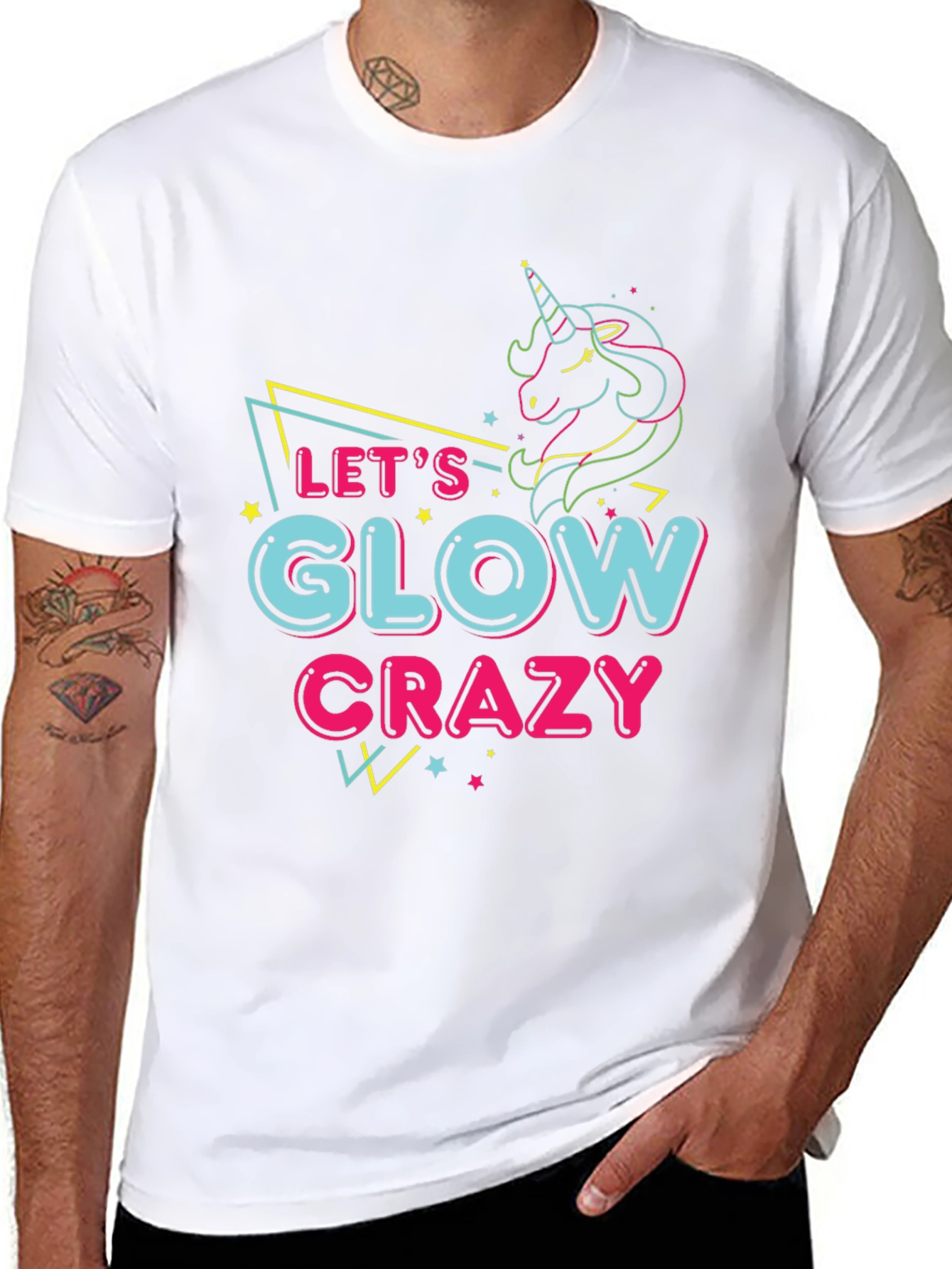Lets Glow Crazy Unicorn Graphic Tee