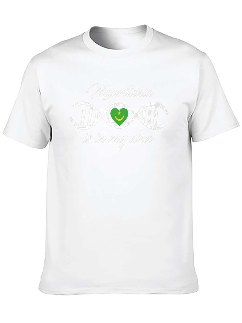 Mauritania DNA Flag Heart T-Shirt