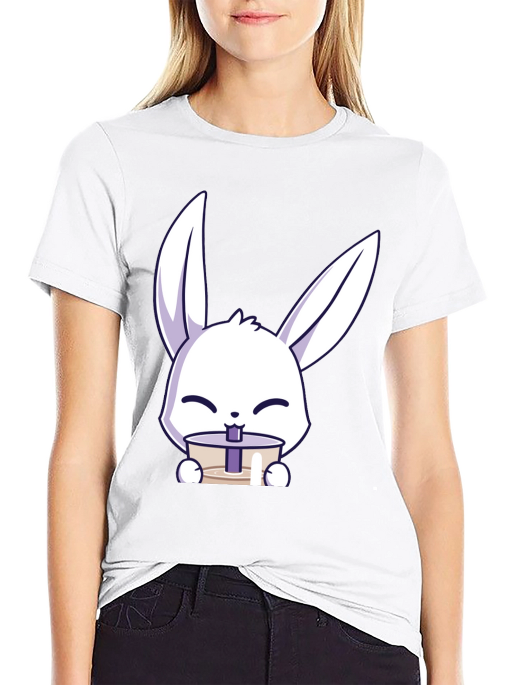 Cute Bunny Drinking Bubble Tea T-Shirt