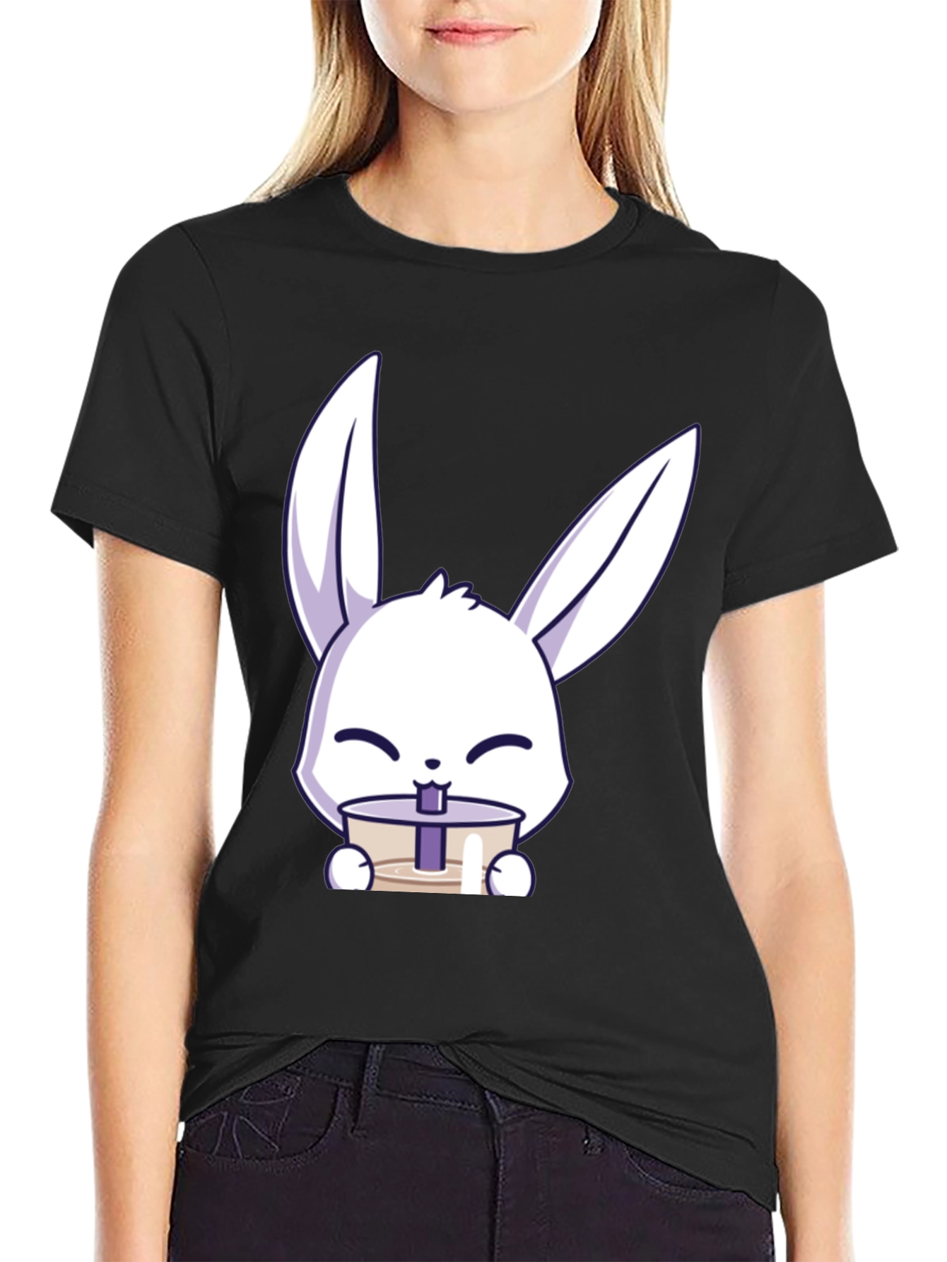 Cute Bunny Drinking Bubble Tea T-Shirt
