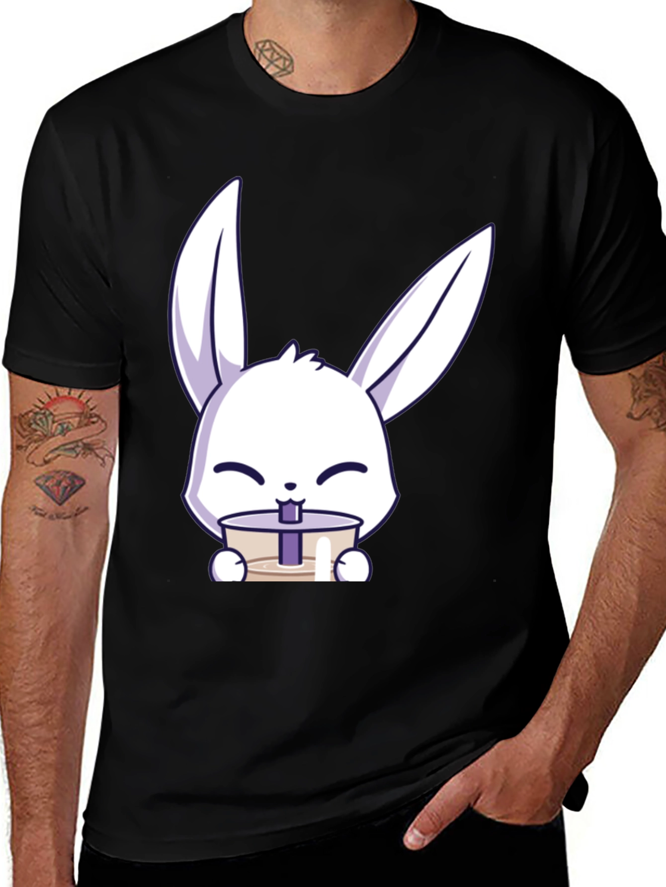 Cute Bunny Drinking Bubble Tea T-Shirt