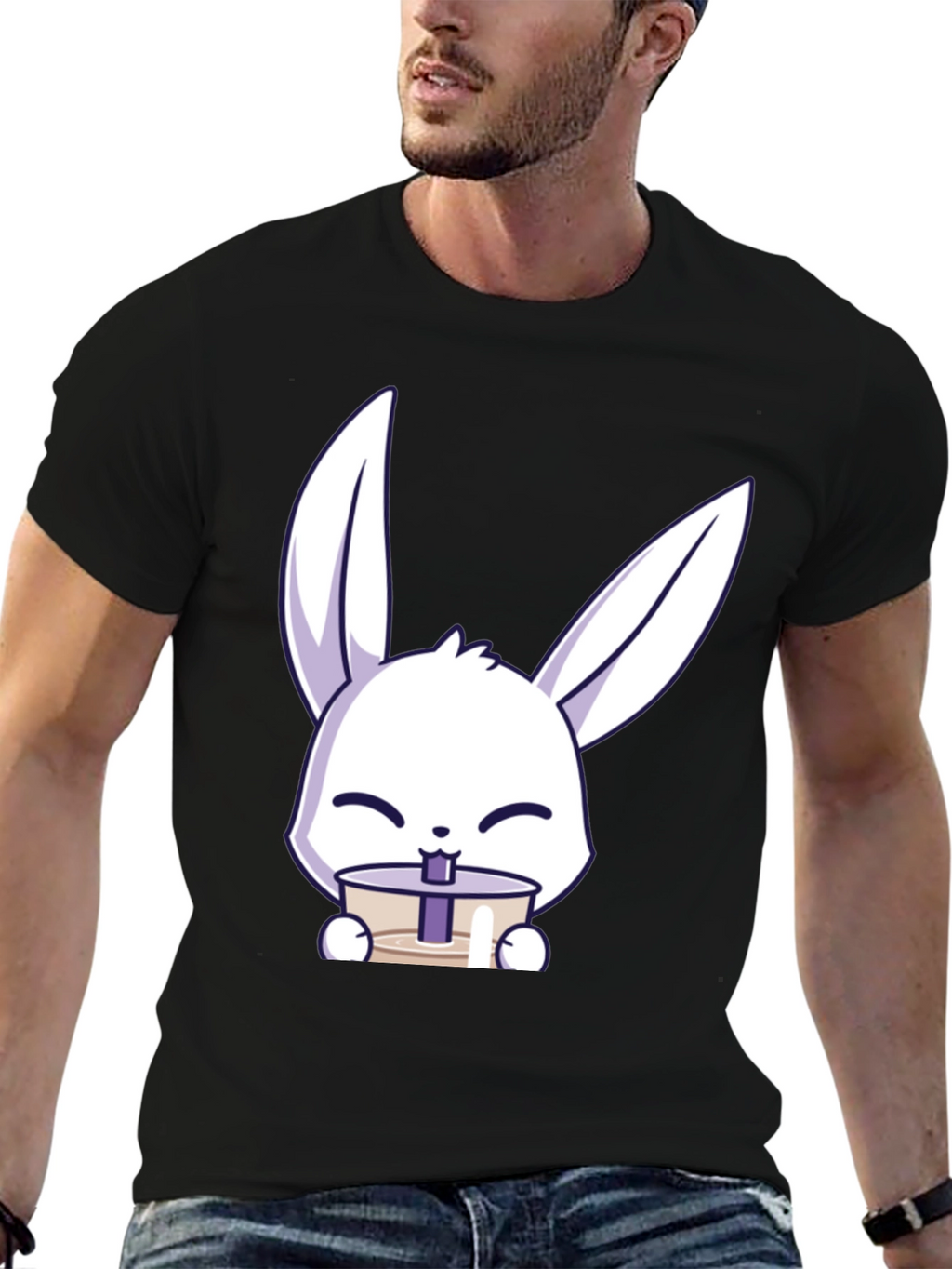 Cute Bunny Drinking Bubble Tea T-Shirt