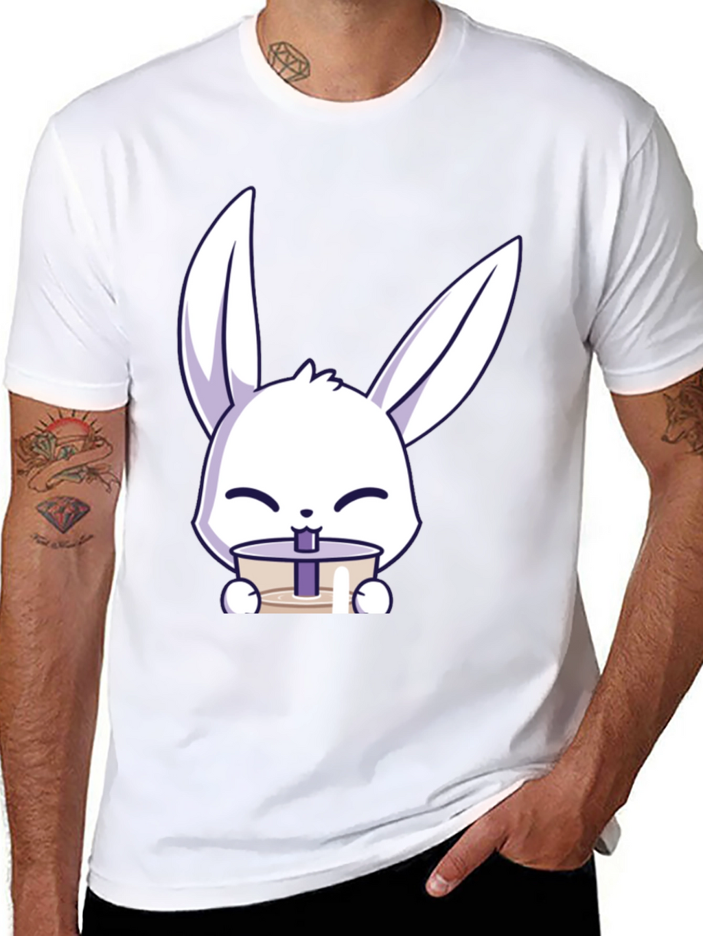 Cute Bunny Drinking Bubble Tea T-Shirt