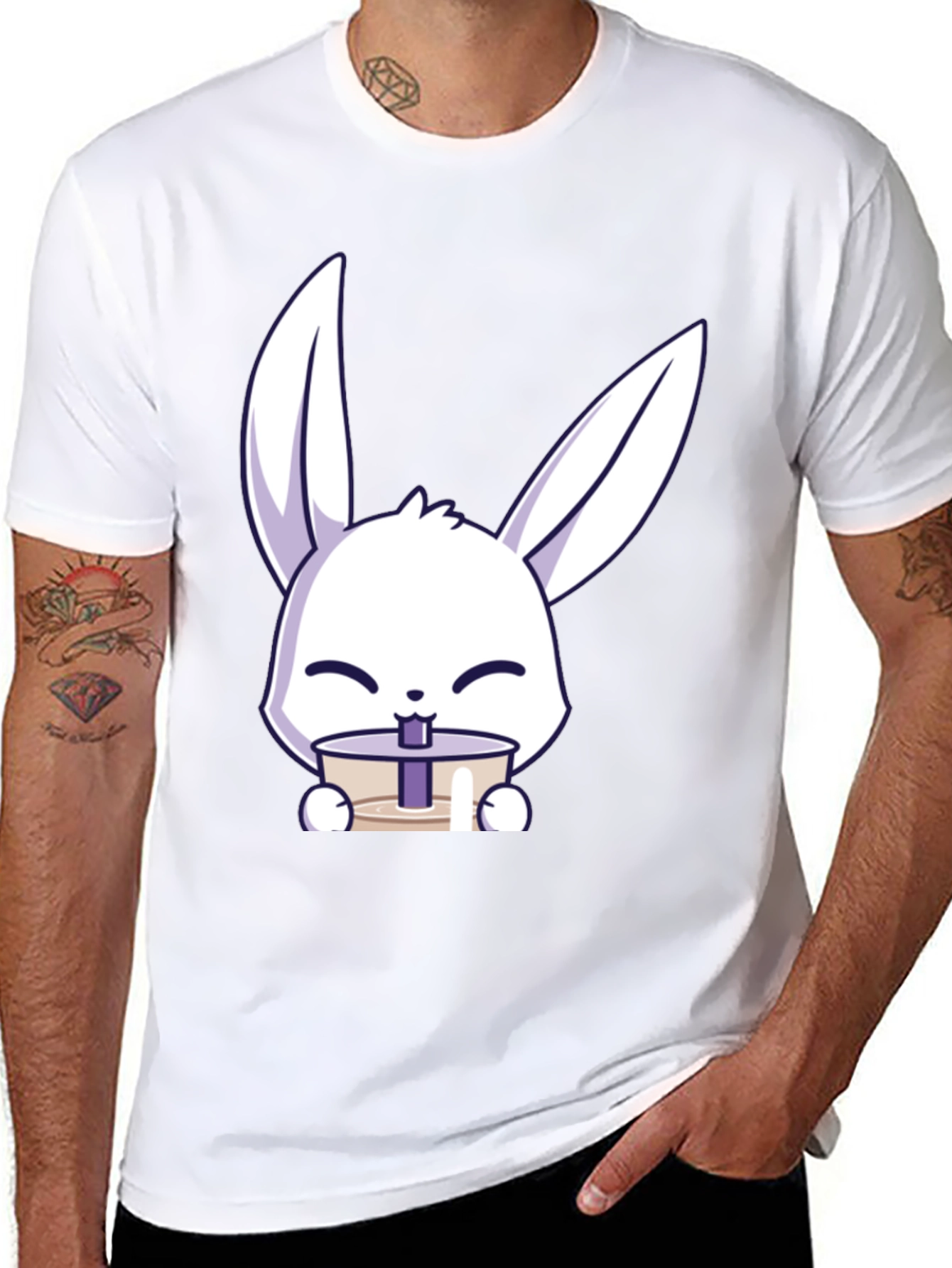 Cute Bunny Drinking Bubble Tea T-Shirt