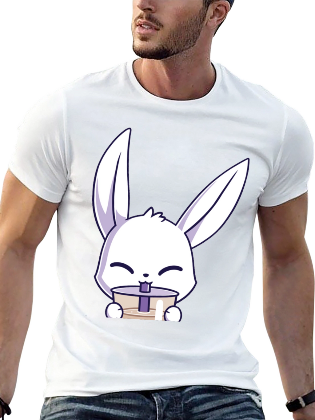 Cute Bunny Drinking Bubble Tea T-Shirt