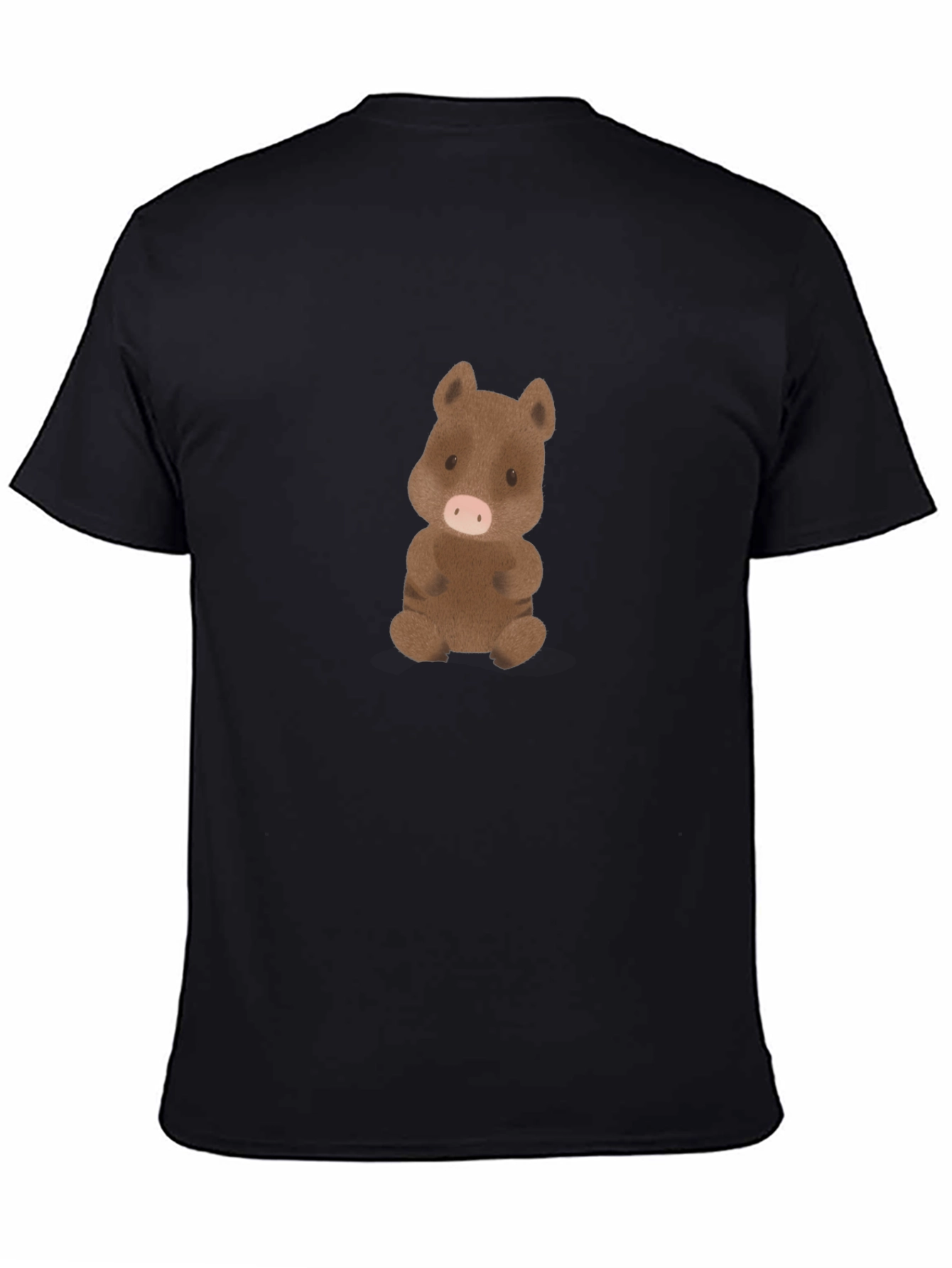 Cute Boar Graphic Tee - Black Cotton Comfort
