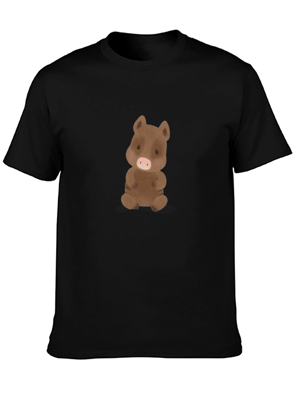 Cute Boar Graphic Tee - Black Cotton Comfort