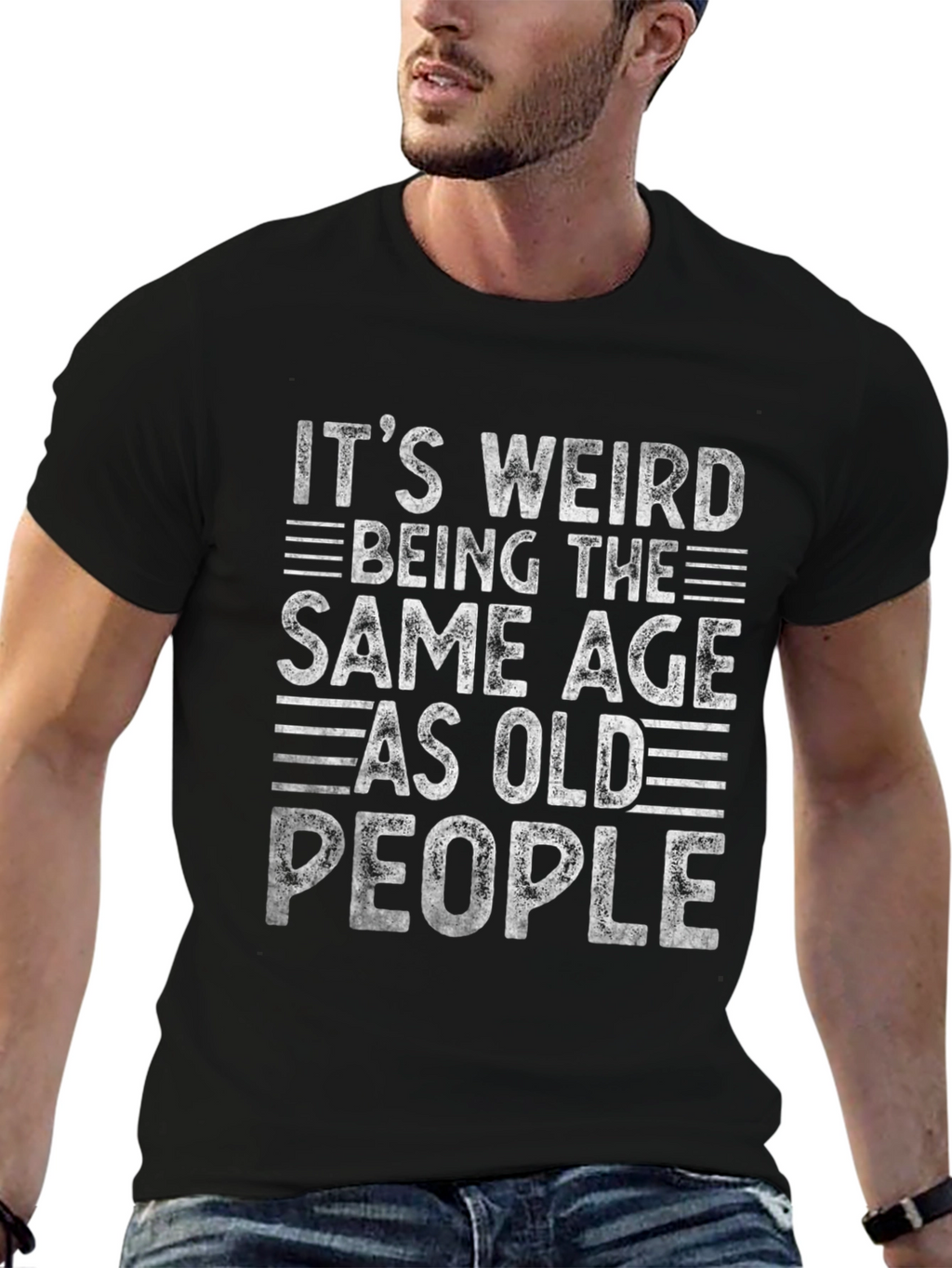 Funny Old People Black Graphic Tee