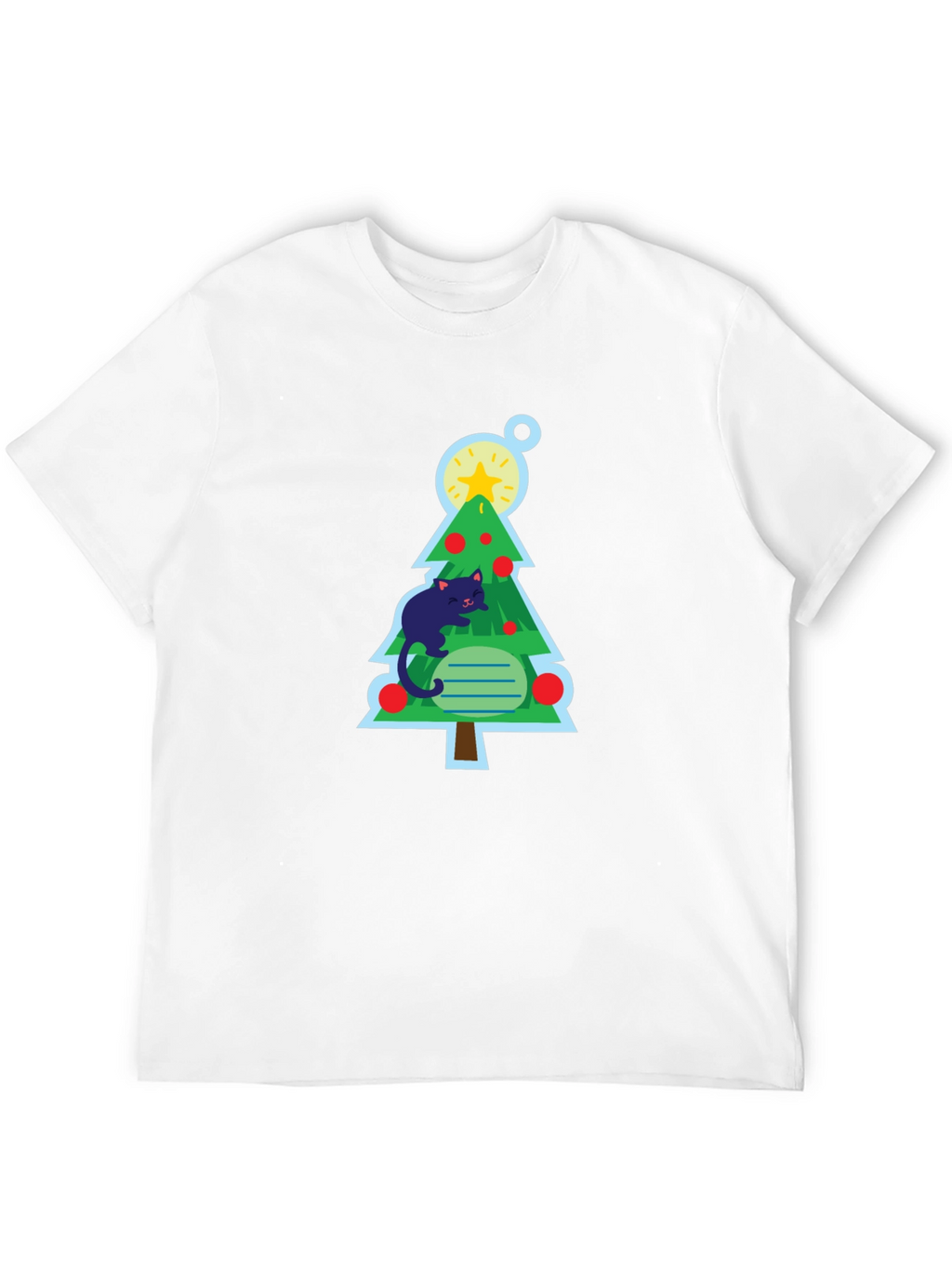 Cat Christmas Tree Black T-Shirt