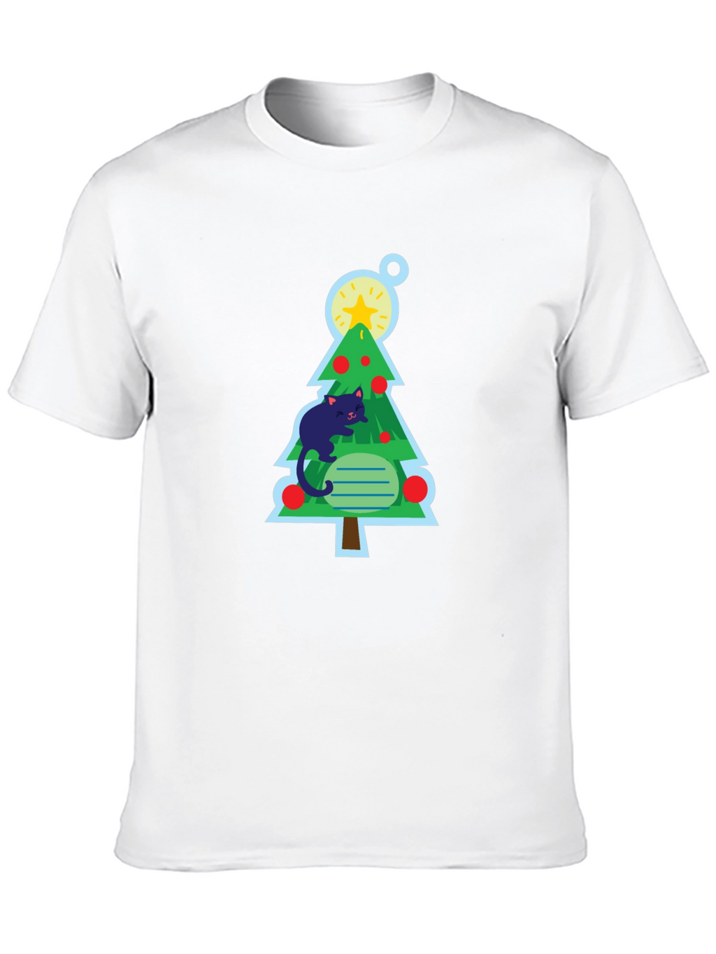 Cat Christmas Tree Black T-Shirt