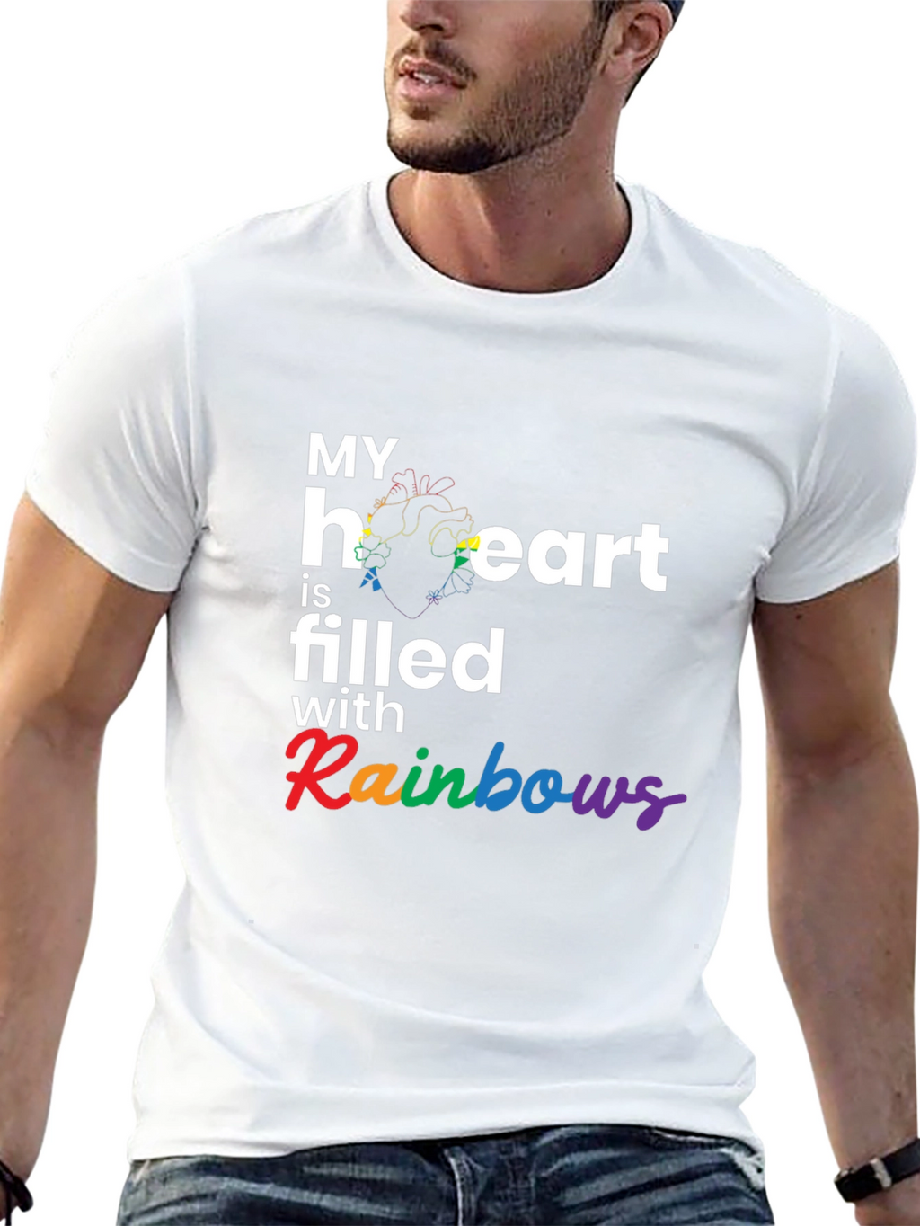 Rainbow Heart Filled T-Shirt