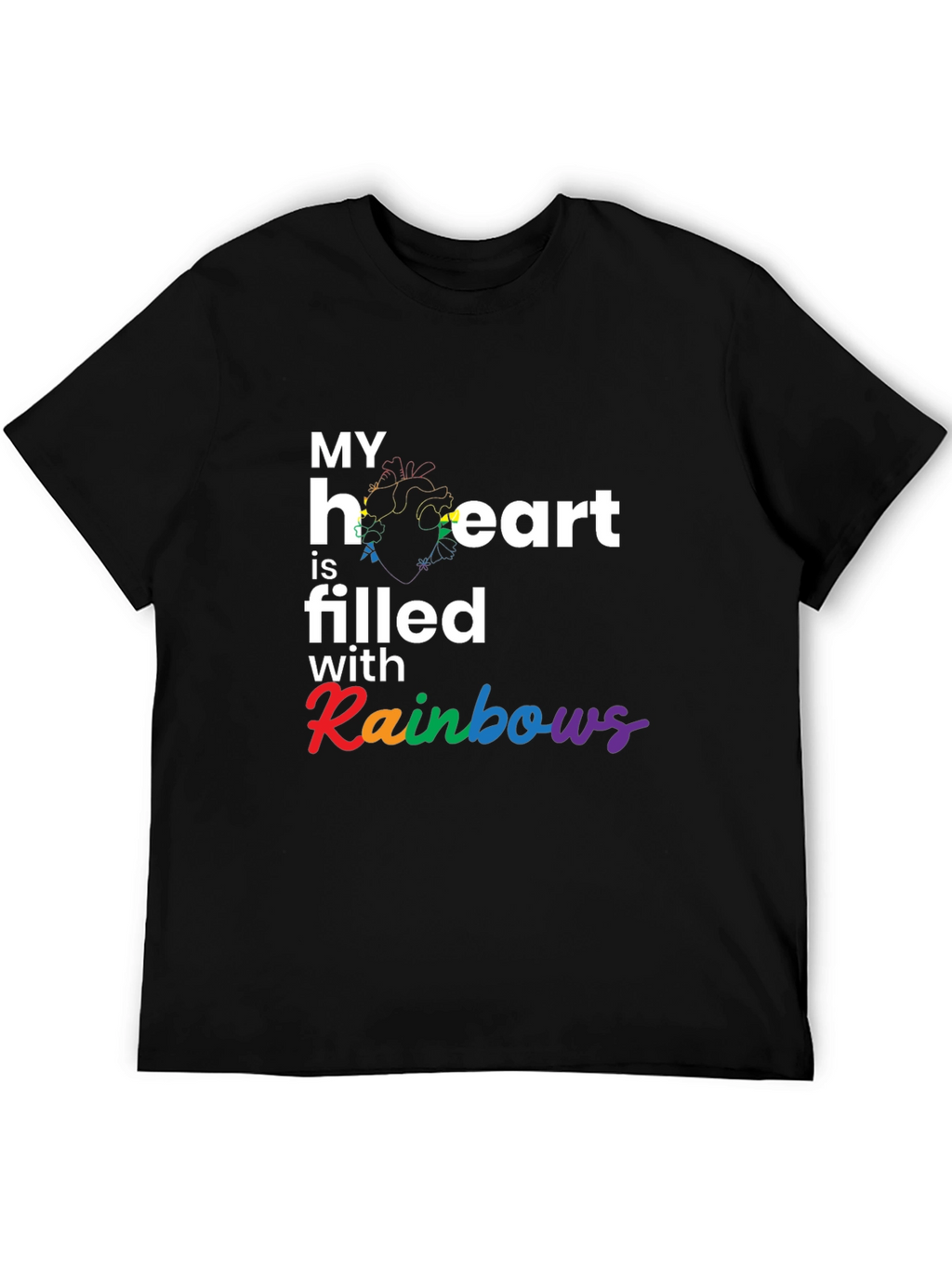 Rainbow Heart Filled T-Shirt