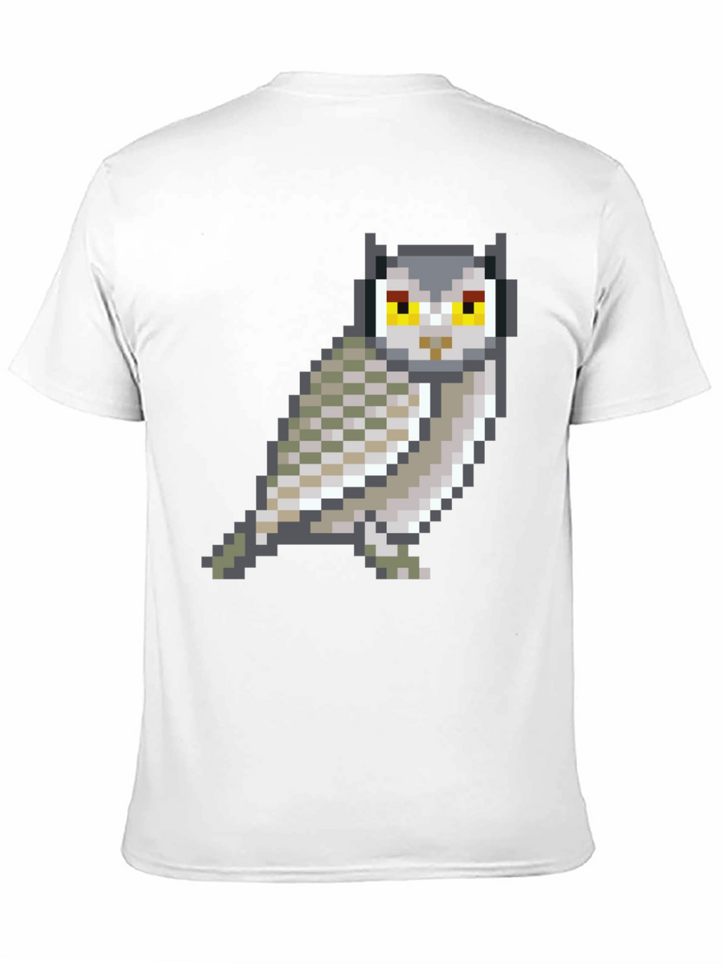 Pixel Art Owl Graphic Black T-Shirt