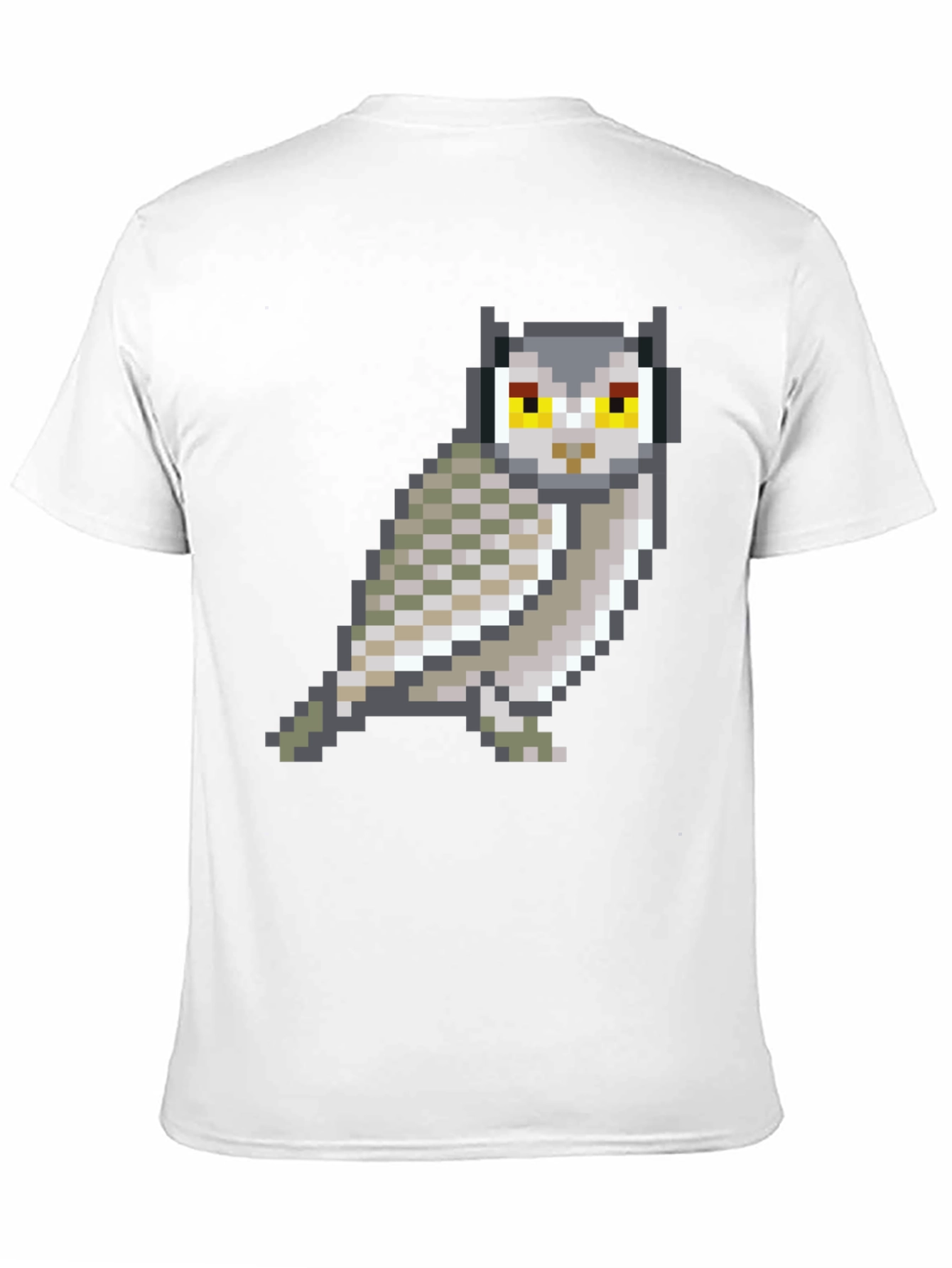 Pixel Art Owl Graphic Black T-Shirt