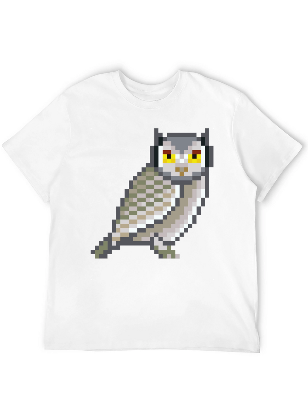Pixel Art Owl Graphic Black T-Shirt