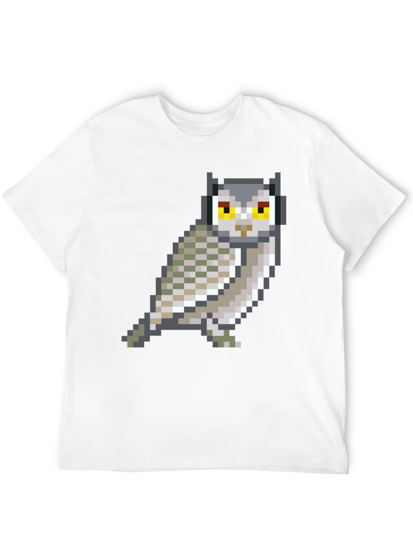 Pixel Art Owl Graphic Black T-Shirt