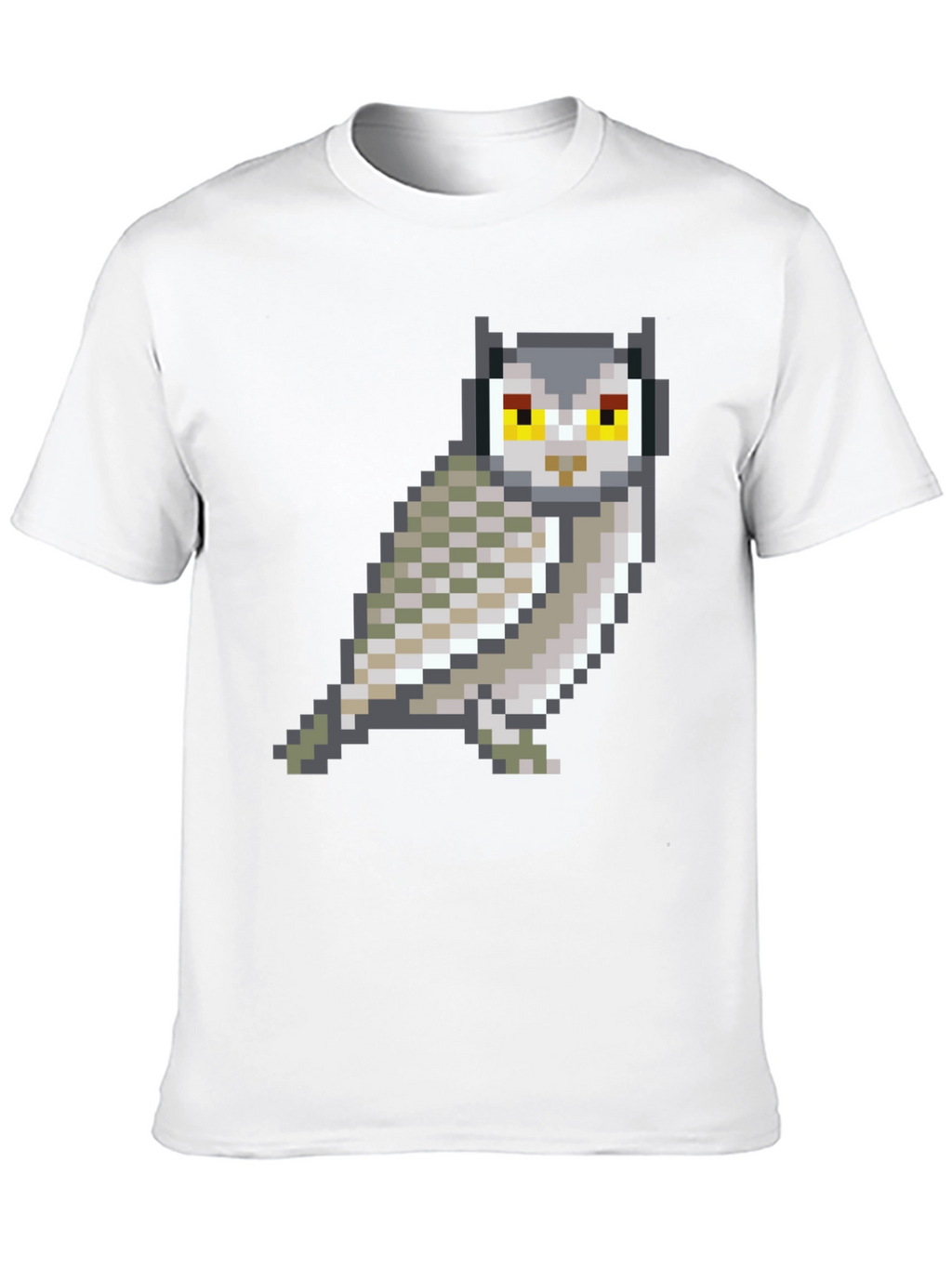 Pixel Art Owl Graphic Black T-Shirt