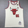 Men's Chicago Bulls Dennis Rodman #91 Cream Hardwood Classics Swingman Jerseys
