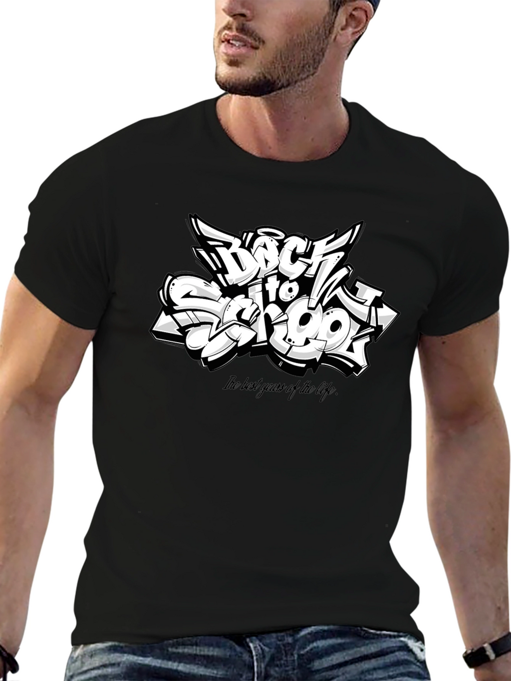 Back to School Graphic T-Shirt - Black