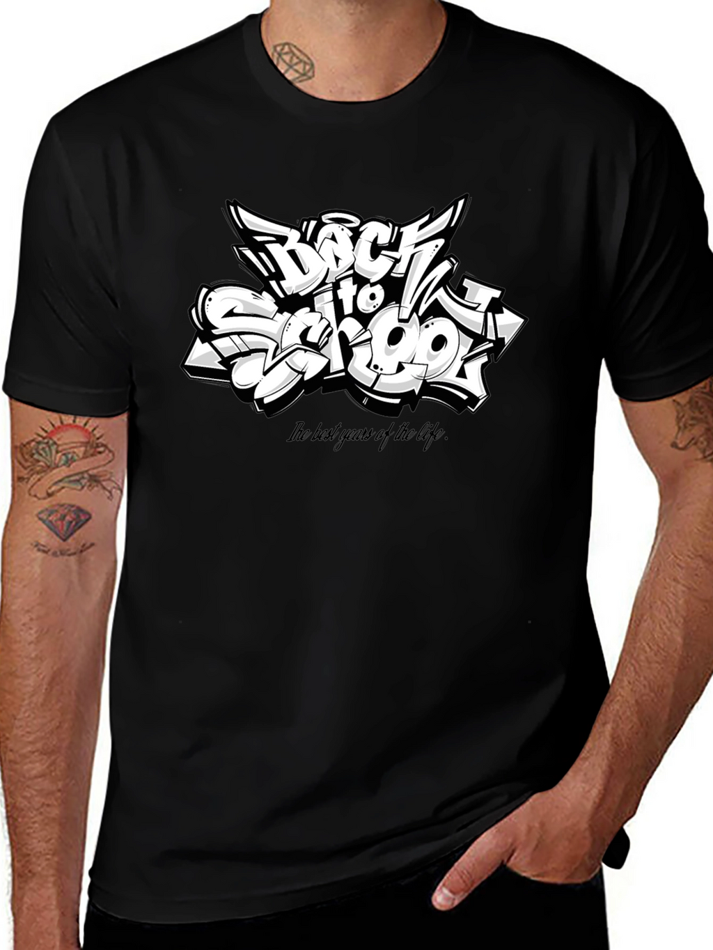 Back to School Graphic T-Shirt - Black