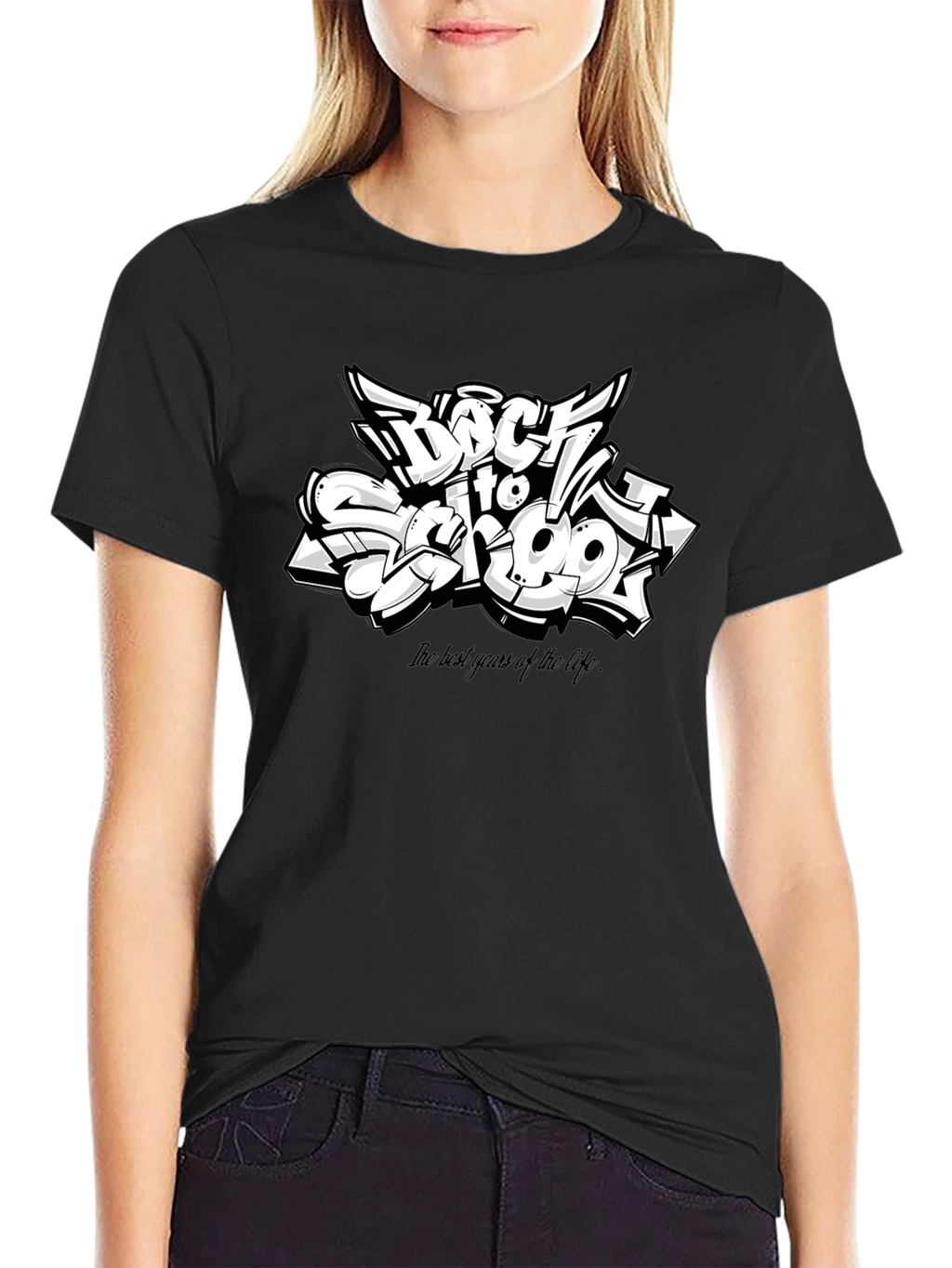 Back to School Graphic T-Shirt - Black