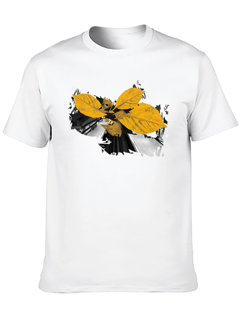 Leaf Train Black Tee